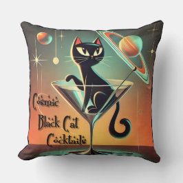Almofada Cocktails de Gato Negro Cósmico e Futuro Atômico
