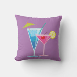 Almofada Cocktails tropicais Travesseiro de verão em roxo