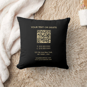 Almofada Código QR de Modelo Elegante moderno preto e Doura