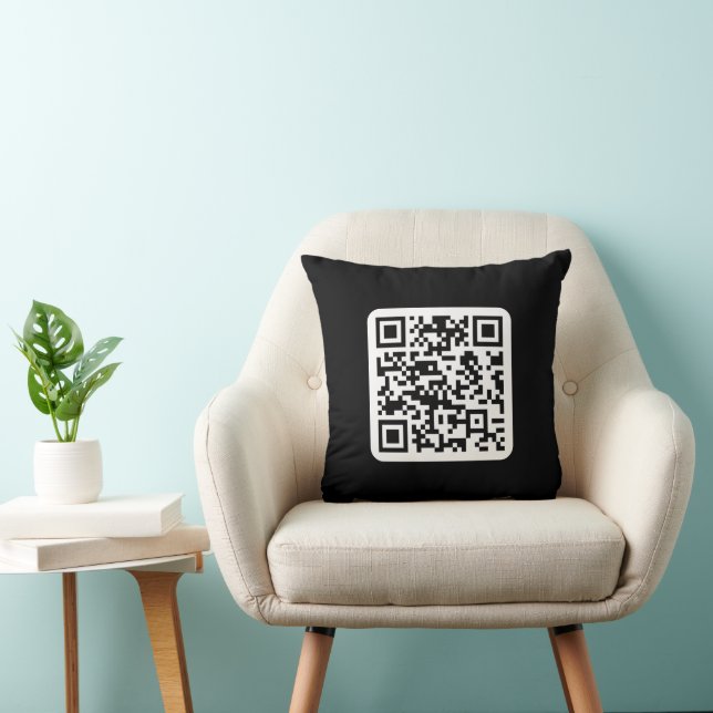 Almofada Código QR moderno editável | Branco preto ou qualq (Cadeira)
