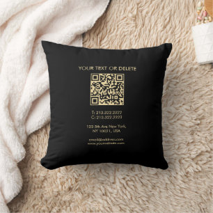 Almofada Código QR Moderno Elegante Modelo, Preto e Dourado