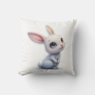 Almofada Coelhinho Branco Bonito com Olhos Azuis Grandes