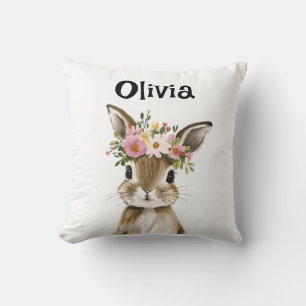 Almofada Coelhinho de Bebê Personalizado com Terra Floral