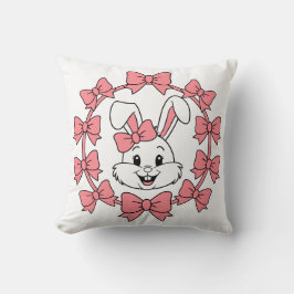 Almofada Coelhinho Fofo com Grinalda de Laço Rosa – Coquett