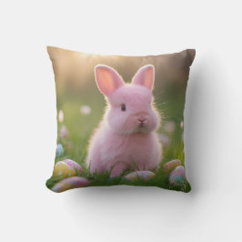 Almofada Coelhinho Rosa Fluffy Adorável e Ovos de Páscoa
