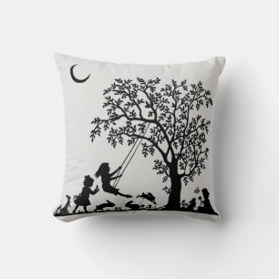 Almofada Coelhinhos de Estilo de Vintagem de Silhueta Preta