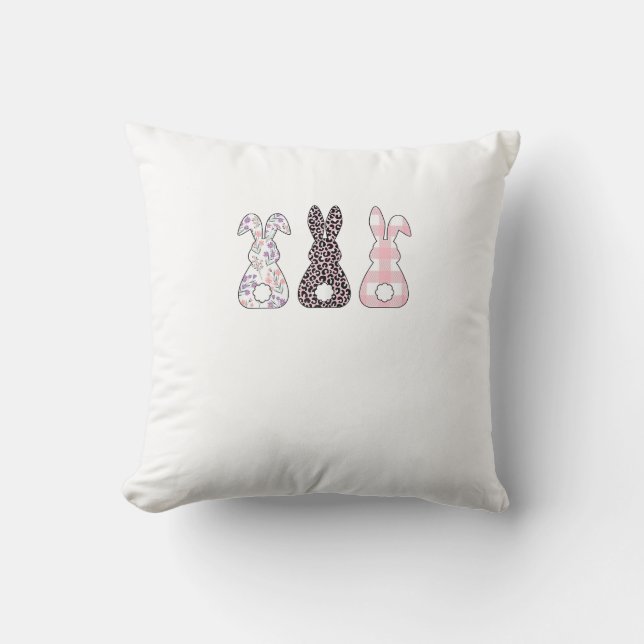 Almofada Coelhinhos Rosa Fofos Feliz Páscoa Bunny Mulheres  (Frente)