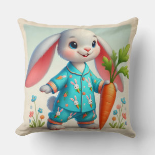 Almofada Coelho Adorável Segurando uma Cenoura Enorme