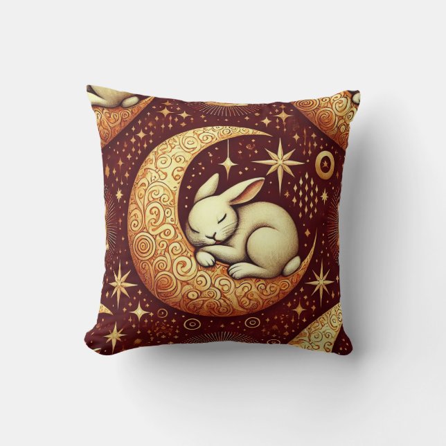 Almofada 🌙🐰 Coelho Adormecido Lua Presente de Decoração A (Frente)