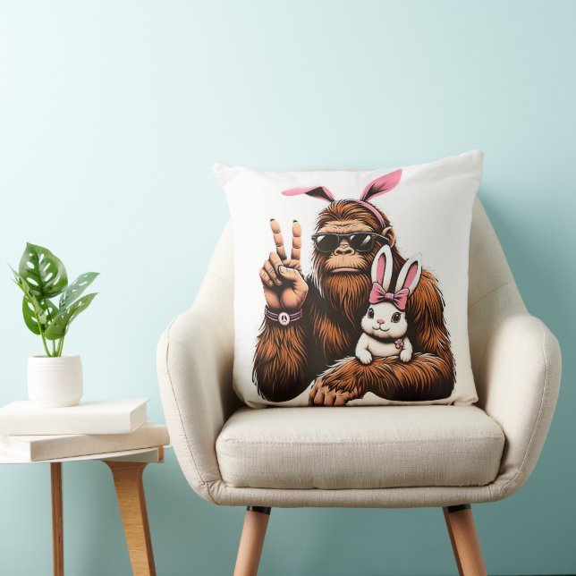 Almofada Coelho Bigfoot Sasquatch Dia da Páscoa Divertido (Cadeira)