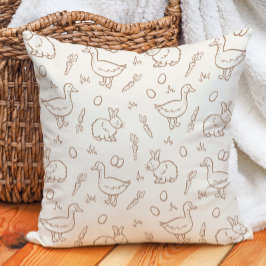 Almofada Coelho da Páscoa Boho Neutro Primavera Bege