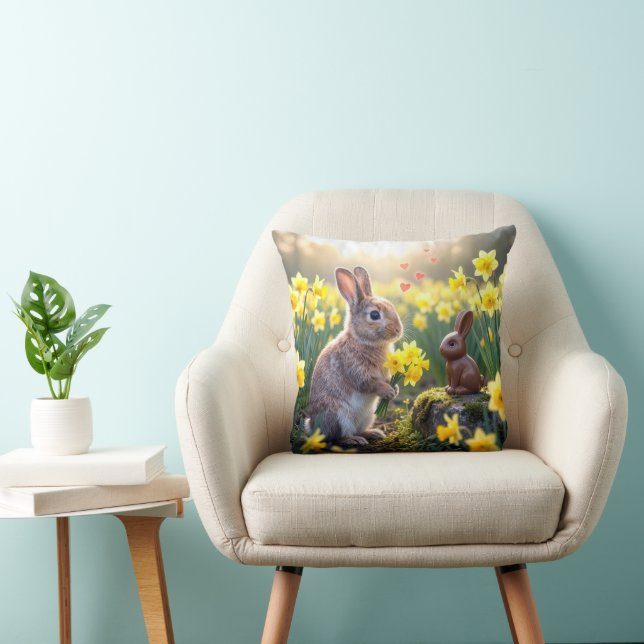 Almofada Coelho da Páscoa com Narcisos  (Cadeira)