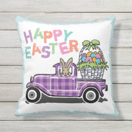Almofada Coelho de felz pascoa roxo do guingão do caminhão