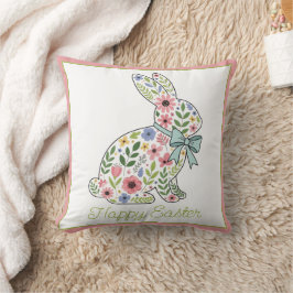 Almofada Coelho de Páscoa com Flores Silvestres Rosa e Azul