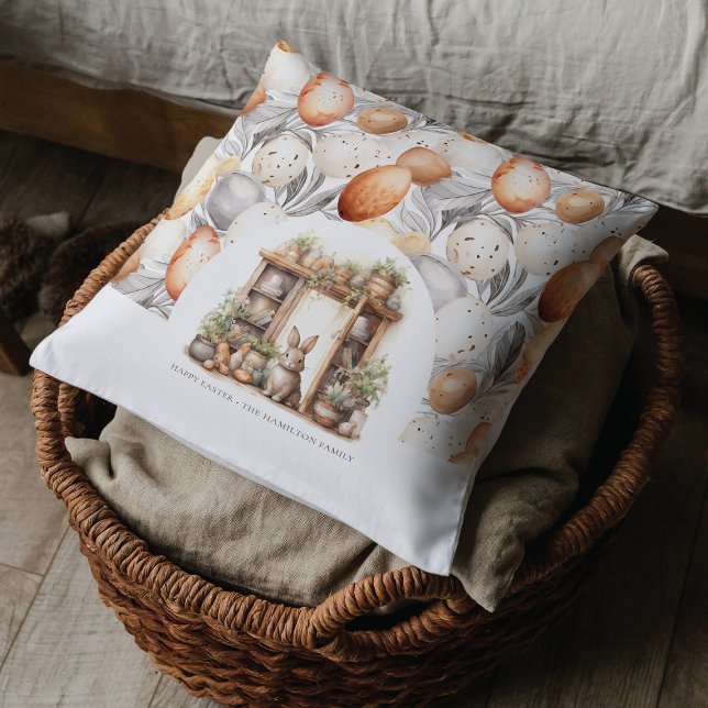 Almofada Coelho de Páscoa de bege russo personalizado (Criador carregado)