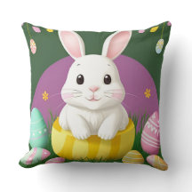 Coelho de Páscoa Fofo Com Ovos Decorativos