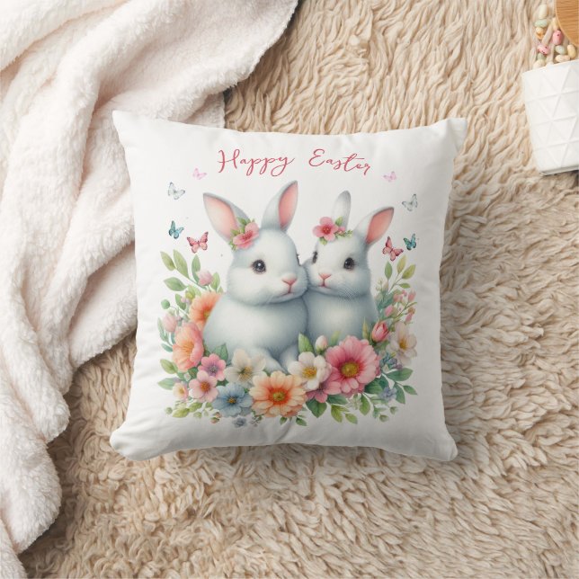 Almofada Coelho de Páscoa Personalizado em Aquarela (Cobertor)