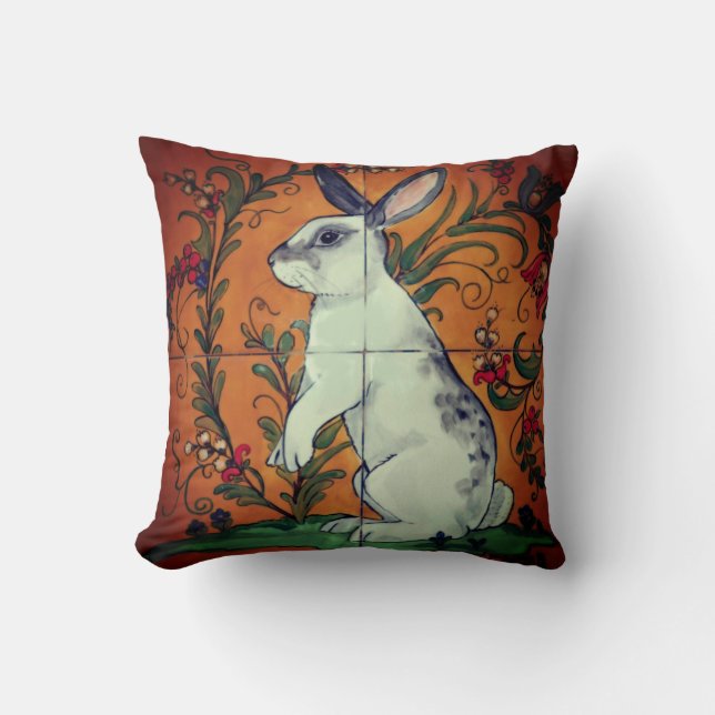 Almofada Coelho Dourado Amarelo Vintage Coelho Inteiro Coel (Frente)