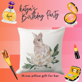 Almofada Coelho E Flores Selvagens