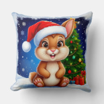 Coelho Feliz com Chapéu de Papai Noel 