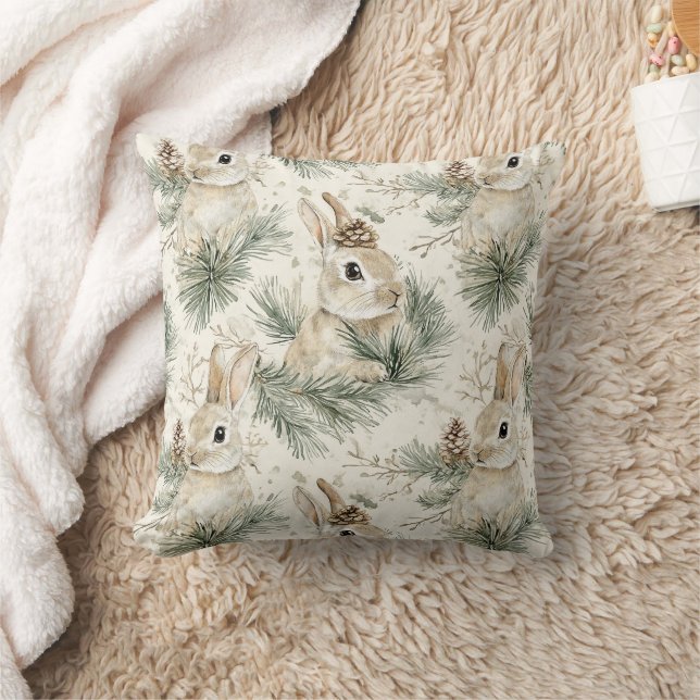 Almofada Coelhos Bunny de Natal de Pinhas Verdes (Cobertor)