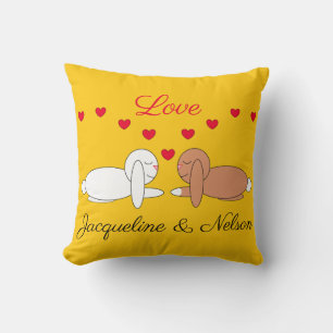 Almofada Coelhos Felizes e Amorosos: Amarelo