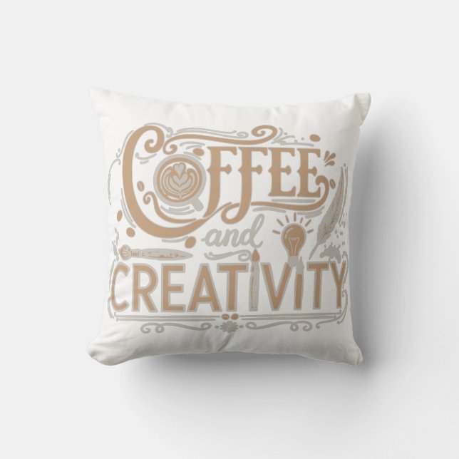 Almofada Coffee and Creativity Typography (Frente)