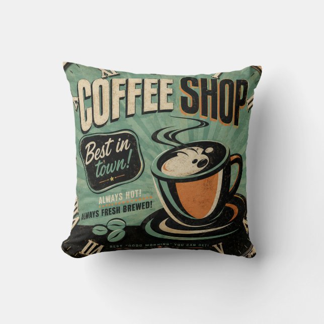 Almofada Coffee Shop Vintage (Frente)