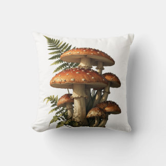 Almofada Cogumelos Amanita Vermelhos com Samambaia Botânica