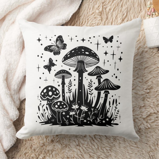 Almofada Cogumelos Boho Celestial com Borboletas e Estrela (Cobertor)