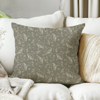 Almofada Cogumelos Desenhados À Mão De Cottagecore