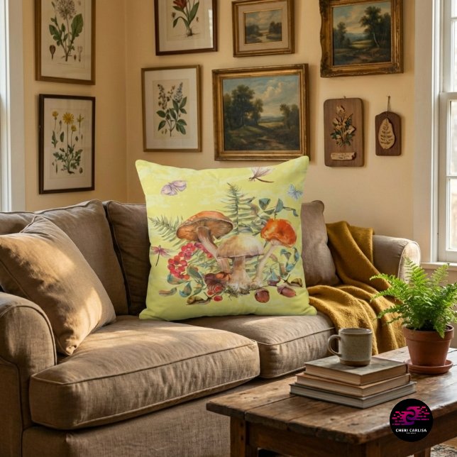 Almofada Cogumelos, Dragões, Mães e Caracóis (That mushroom pillow just changed the whole vibe of the room.)