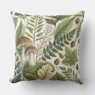 Almofada Cogumelos Woodland Pinecones Ferns Padrão de Outon