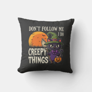 Almofada Coisas Assustadoras Gato de Halloween Bruxa Design