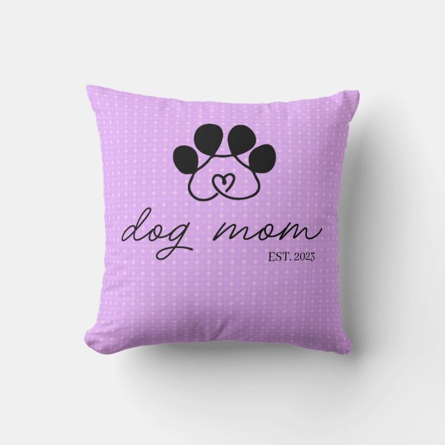 Almofada Cojín dog mom customizable lilac (Frente)