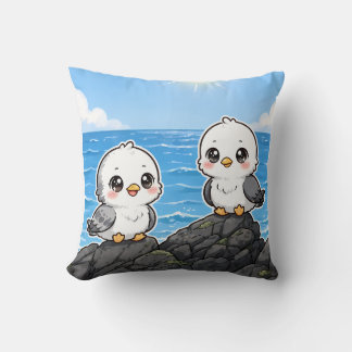 Almofada Cojín Kawaii Pichones en el Mar