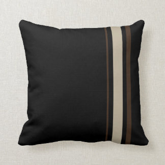 Almofada cojin negro con lineas marron y beige