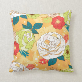 Almofada Colagem Colorida das Flores Retro Coloridas