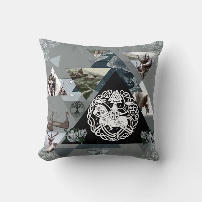 Almofada Colagem da safra Retro com rendas e flores (Frente)