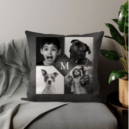 Almofada Colagem de 4 Fotos da Família Quadro Negro