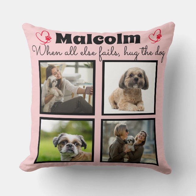 Almofada Colagem de cães - 4 fotos personalizadas (Frente)