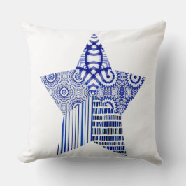 Almofada COLAGEM DE ESTRELA AZUL (uma estrela com fundo bra