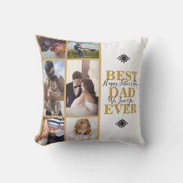 Almofada Colagem de Fotografias do Melhor Pai Dourado Moder