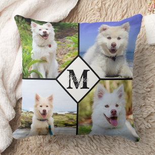 Almofada Colagem de Fotografias do Monograma do Pet Dog Lov