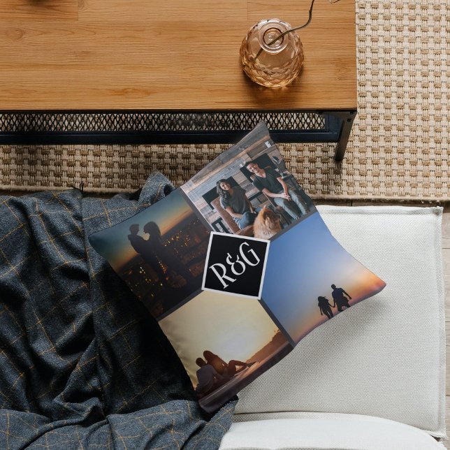 Almofada Colagem de Fotografias Personalizada 4 Monograma d (Criador carregado)