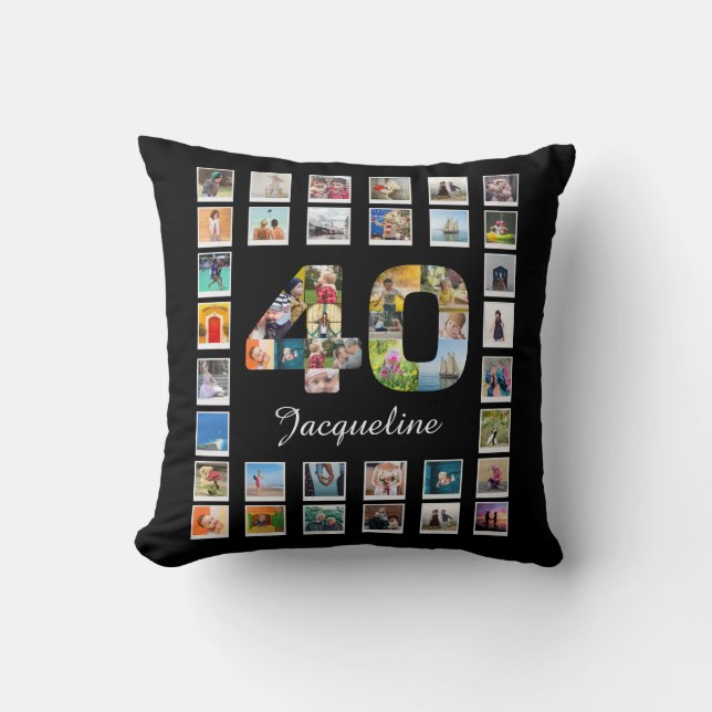 Almofada Colagem de Fotos da Família aniversário de 40 anos (Frente)