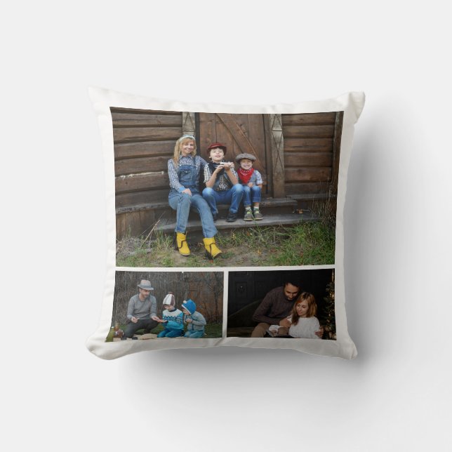 Almofada Colagem de Fotos da Família Moderna Personalizada  (Frente)