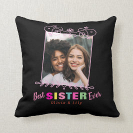 Almofada Colagem de Fotos da Melhor Irmã Rosa Negra