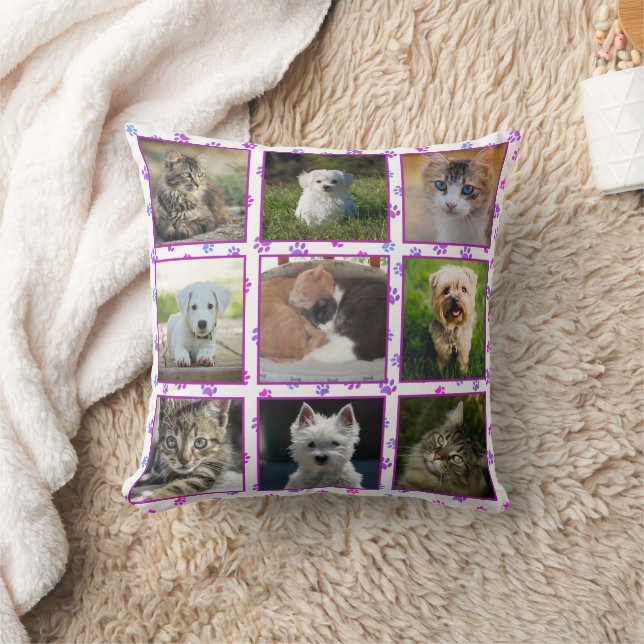 Almofada Colagem de Fotos de Animais de Estimação com Impre (Cobertor)