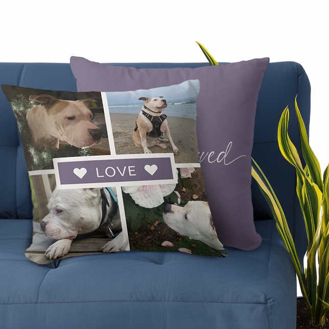 Almofada Colagem de Fotos de Animais de Estimação com Simpa (Modern Sympathy Pet Photos Collage Throw Pillow)
